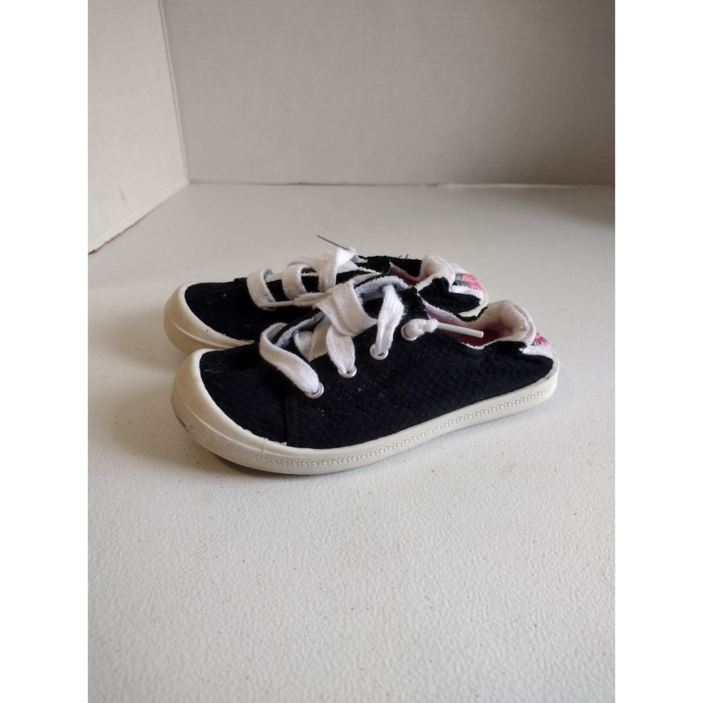 Wonder Nation Girls Black Eyelet Slip-On Sneakers Memory Foam‎ Size 10